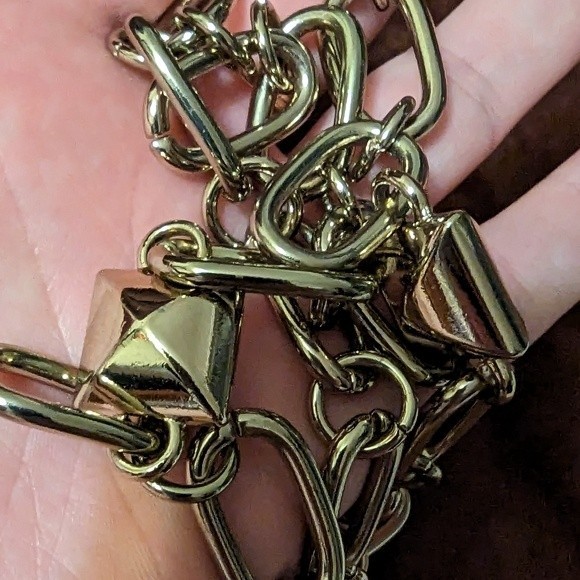 Michael Kors Chain Link Adjustable Belt Light Gold Metal S/M - Picture 4 of 8